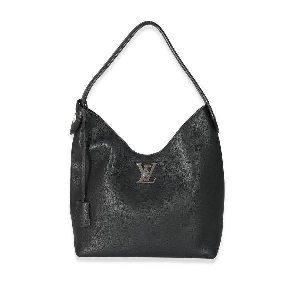 134035 fv Louis Vuitton Black Calfskin Lockme Hobo