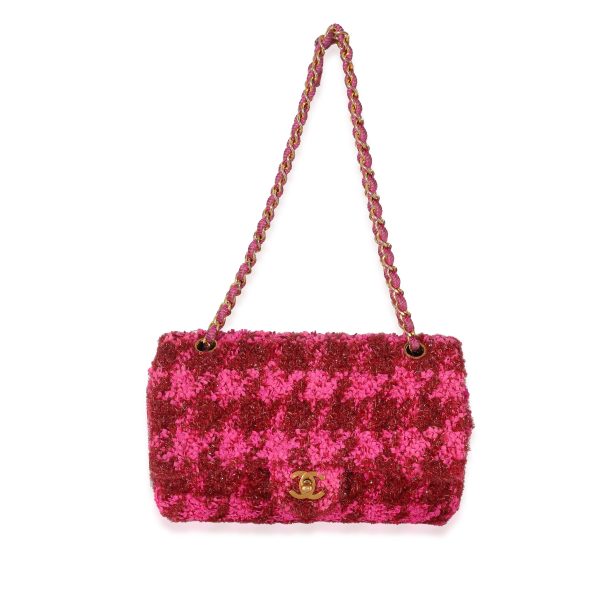 134047 bv Chanel Vintage Metallic Boucle Red Pink Medium Classic Flap Bag