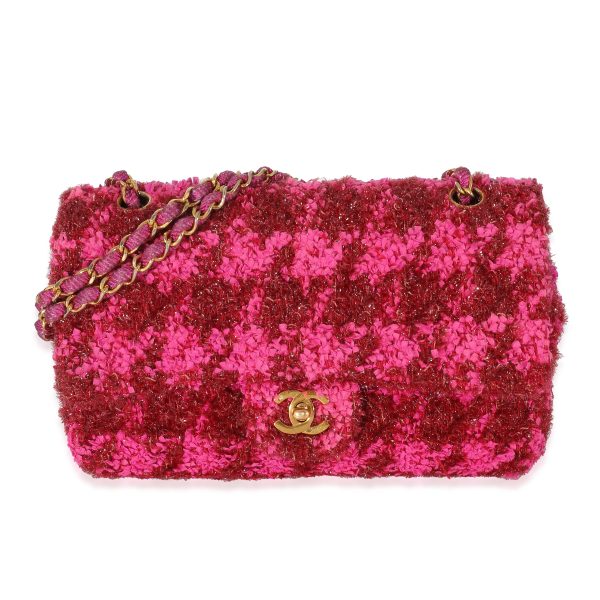 134047 fv Chanel Vintage Metallic Boucle Red Pink Medium Classic Flap Bag