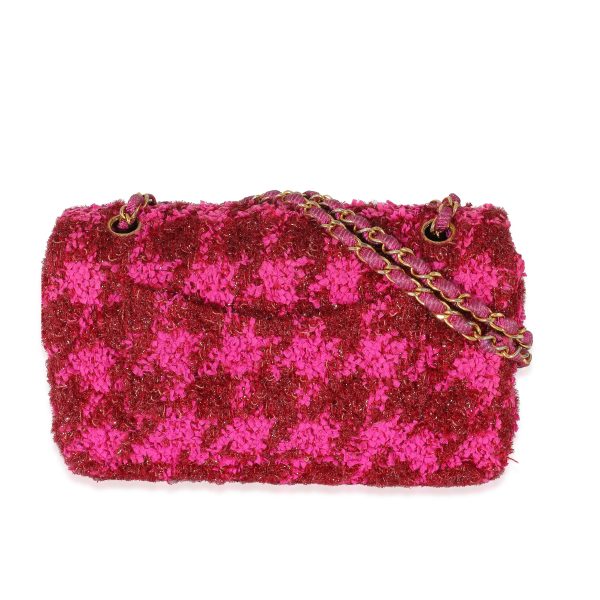 134047 pv Chanel Vintage Metallic Boucle Red Pink Medium Classic Flap Bag