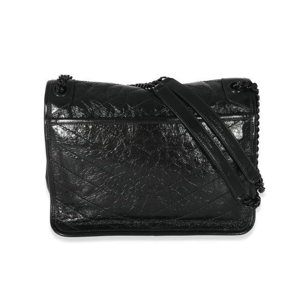 134054 pv Saint Laurent Black Crinkled Calfskin Medium Niki Chain Bag