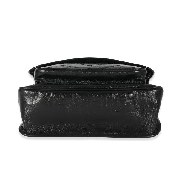 134054 stamp Saint Laurent Black Crinkled Calfskin Medium Niki Chain Bag