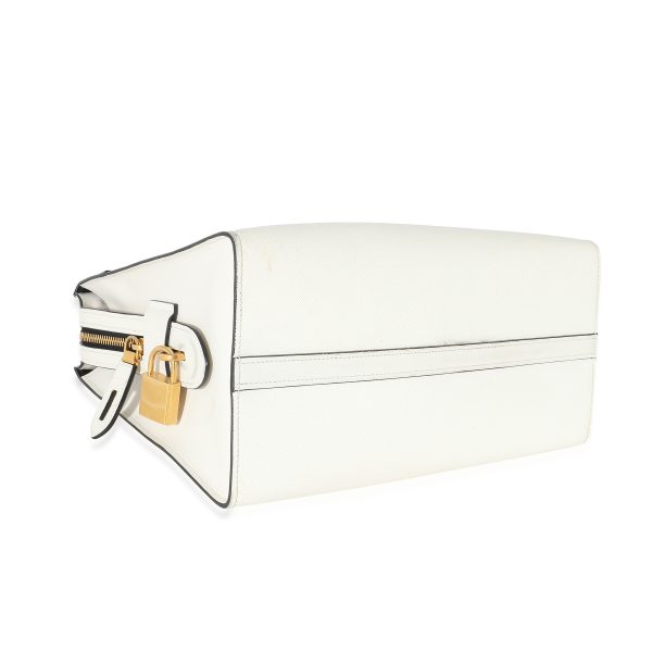 134071 clasp Prada White Saffiano City Calf Esplanade Tote