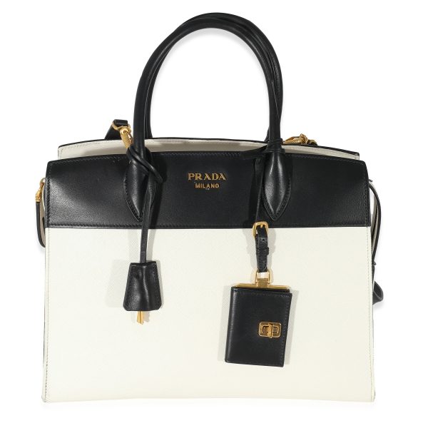 134071 fv Prada White Saffiano City Calf Esplanade Tote