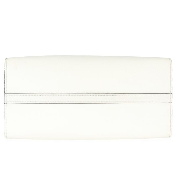 134071 stamp Prada White Saffiano City Calf Esplanade Tote