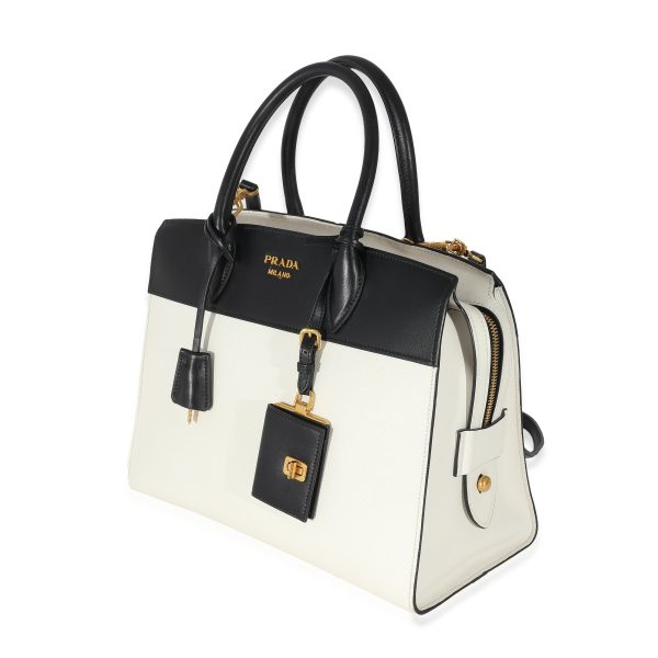 134071 sv Prada White Saffiano City Calf Esplanade Tote