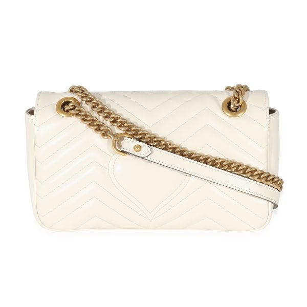 134073 pv Gucci White Calfskin Matelassé GG Small Marmont Shoulder Bag