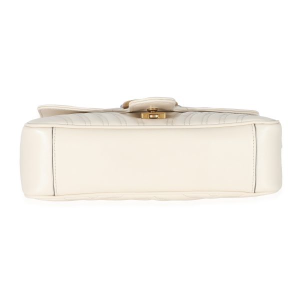 134073 stamp Gucci White Calfskin Matelassé GG Small Marmont Shoulder Bag