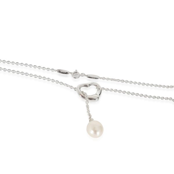 134126 clasp Tiffany Co Elsa Peretti Open Heart Lariat Necklace in Sterling Silver