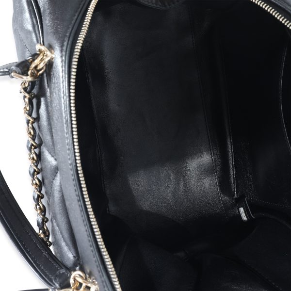 134137 ad1 Chanel Black Quilted Lambskin CC Chain Zip Bowling Bag