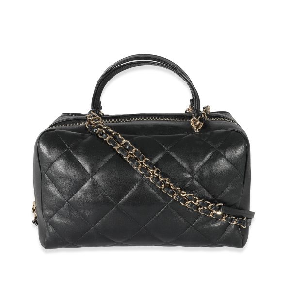 134137 bv Chanel Black Quilted Lambskin CC Chain Zip Bowling Bag