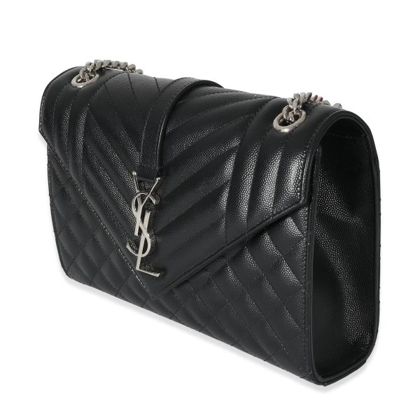 134139 sv Saint Laurent Black Mix Matelassé Grain De Poudre Medium Envelope Bag