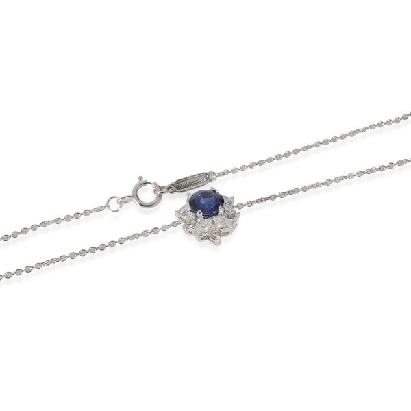 134151 clasp Tiffany Co Victoria Sapphire Diamond Pendant in Platinum 053 CTW