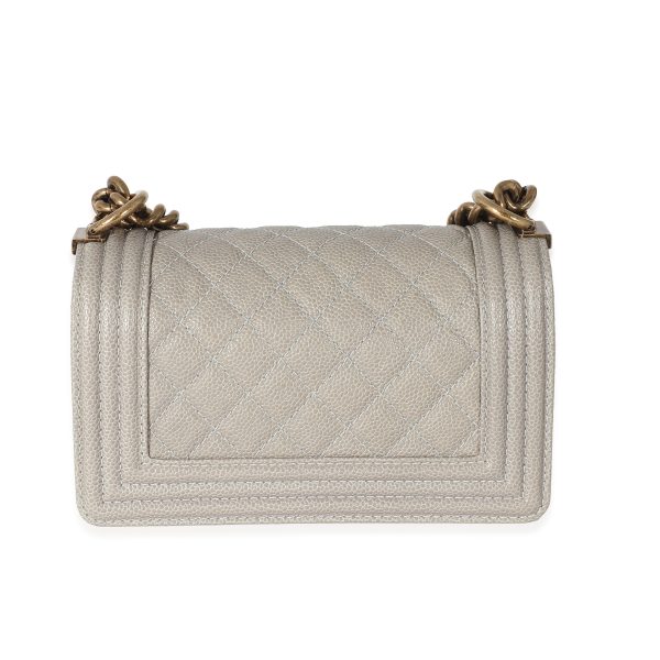 134161 bv Chanel Light Grey Caviar Quilted Small Boy Bag