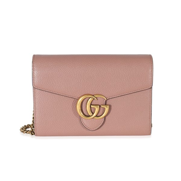 134171 fv Gucci Cellarius Calfskin Rosy Phard GG Marmont Chain Wallet