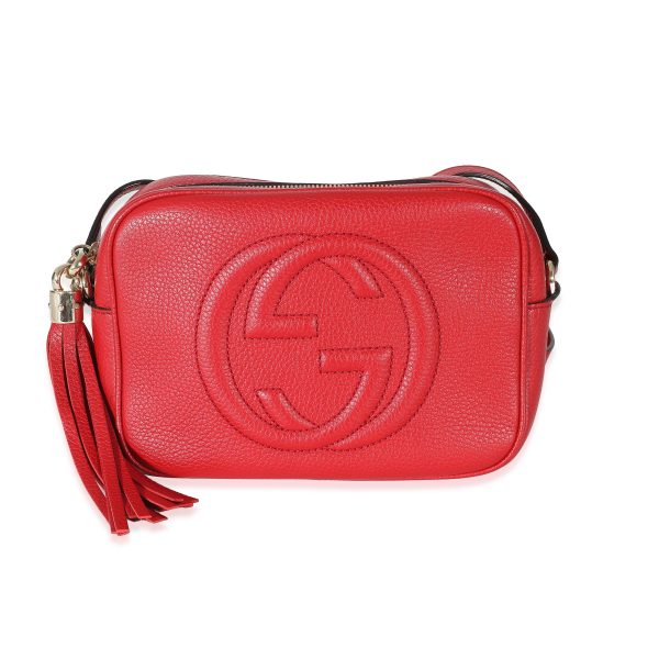 134172 fv Gucci Tabasco Red Pebbled Calfskin Small Soho Disco Bag