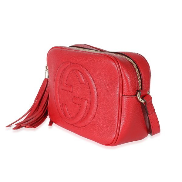 134172 sv Gucci Tabasco Red Pebbled Calfskin Small Soho Disco Bag