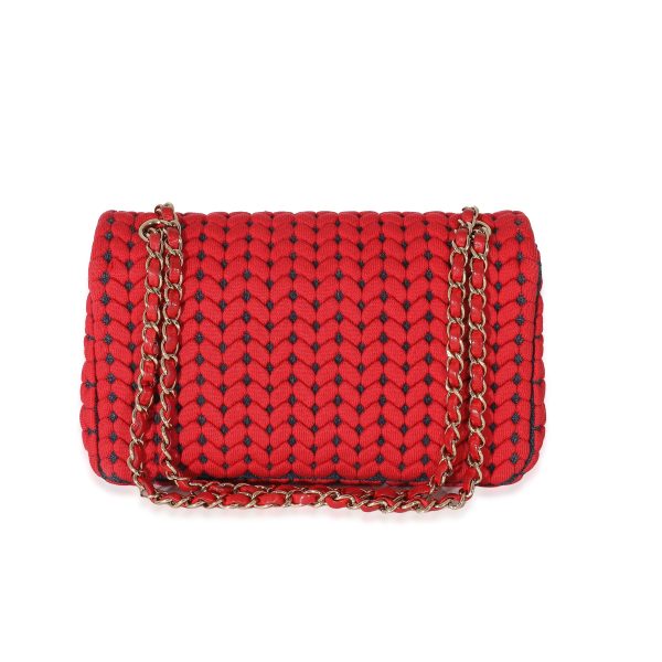 134192 bv Chanel Red Wool Woven Medium Single Flap Bag