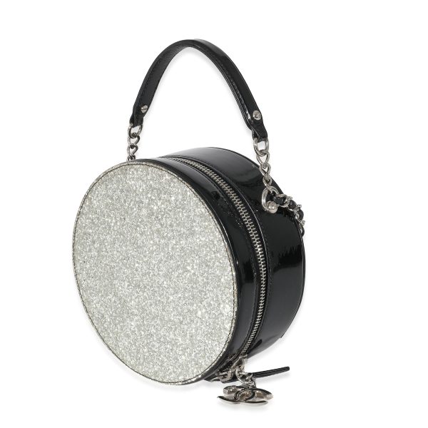 134193 sv Chanel Black Patent Glitter PVC On The Moon Evening Bag