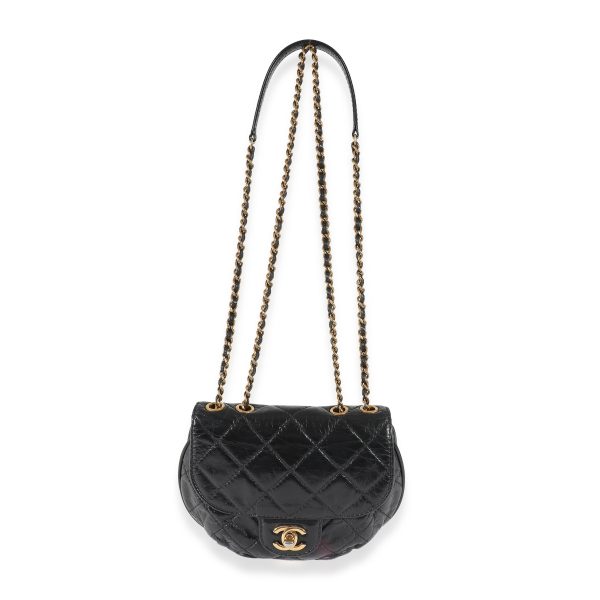 134197 av Chanel Black Quilted Aged Calfskin Dubai Small Half Moon Flap