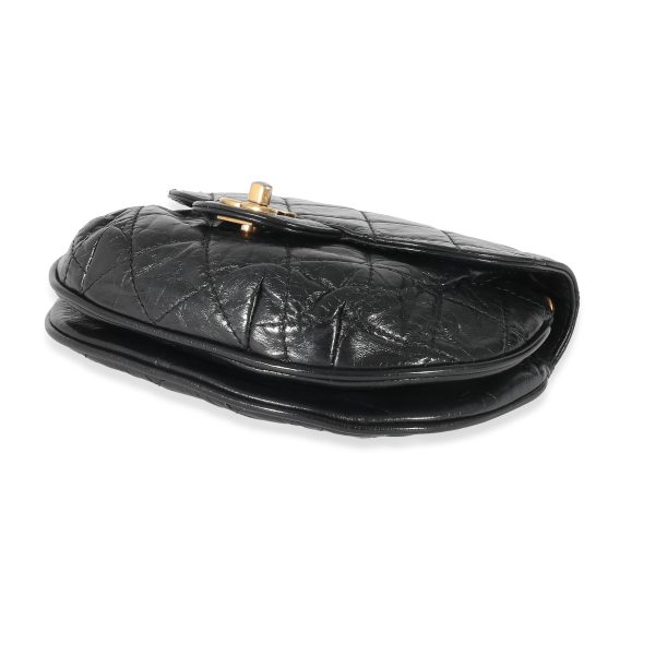 134197 clasp Chanel Black Quilted Aged Calfskin Dubai Small Half Moon Flap