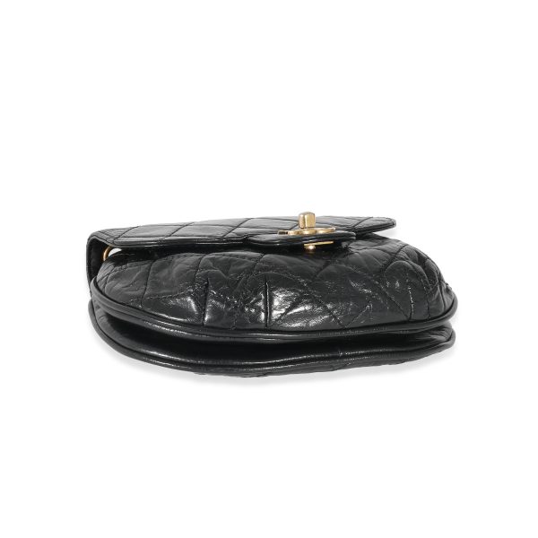 134197 pv Chanel Black Quilted Aged Calfskin Dubai Small Half Moon Flap