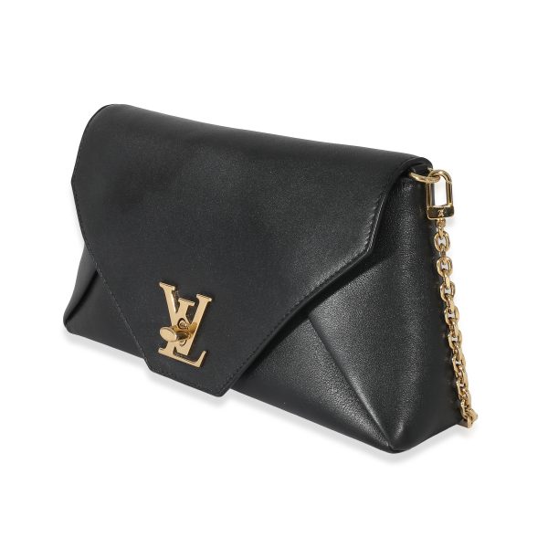 134203 sv Louis Vuitton Black Calfskin Love Note Chain Clutch