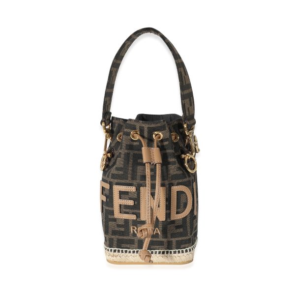 134204 pv Fendi Brown FF Jacquard Fabric Mon Tresor Bucket Bag