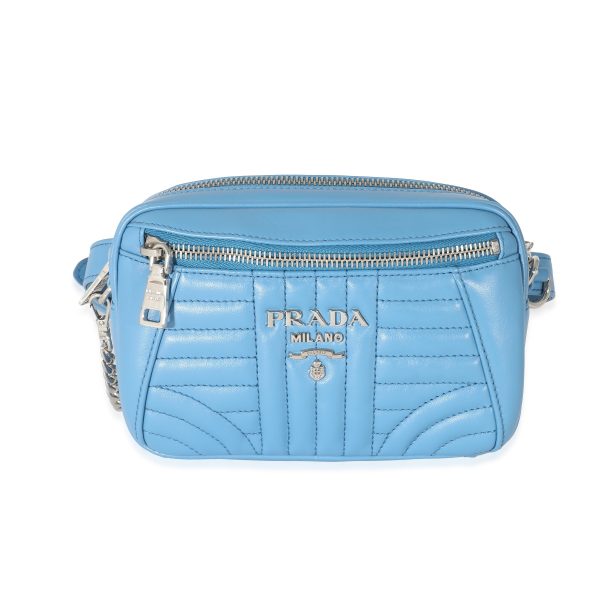 134209 fv Prada Blue Soft Calf Impunture Diagramme Camera Belt Bag