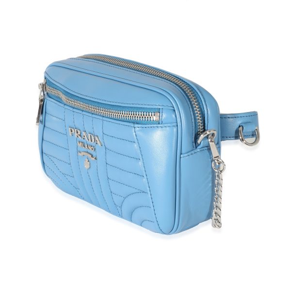 134209 sv Prada Blue Soft Calf Impunture Diagramme Camera Belt Bag