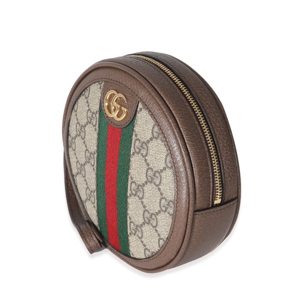 134210 sv Gucci Beige GG Supreme Ophidia Circle Wristlet