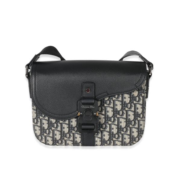 134223 fv Dior Black Dior Oblique Jacquard Mini Saddle Bag With Strap