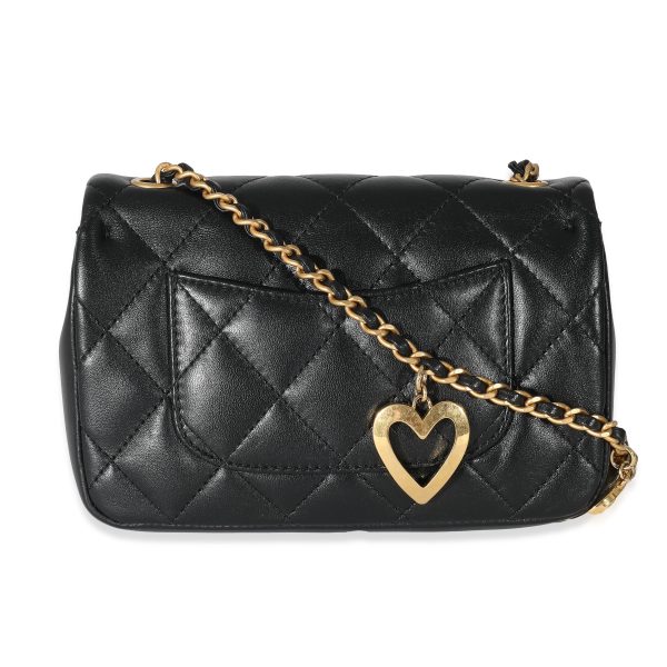 134232 bv Chanel Black Quilted Lambskin Heart Chain Mini Flap Bag