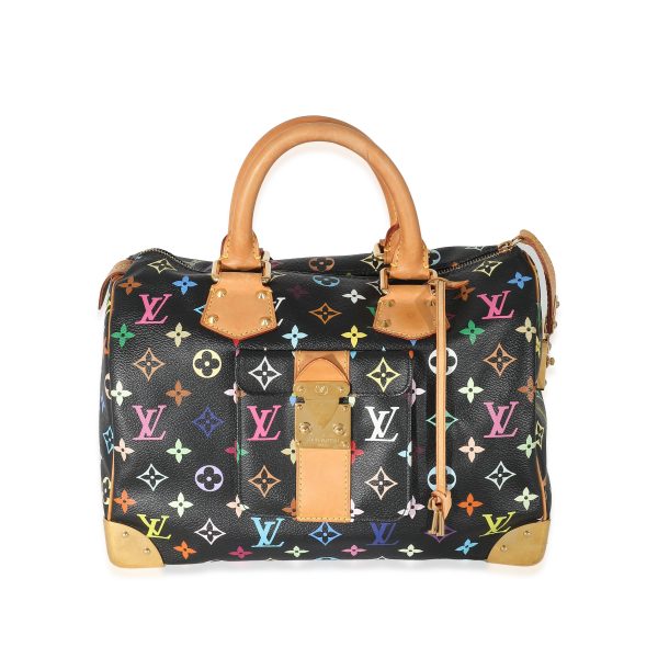 134246 fv Louis Vuitton x Takashi Murakami Black Monogram Multicolore Canvas Speedy 30