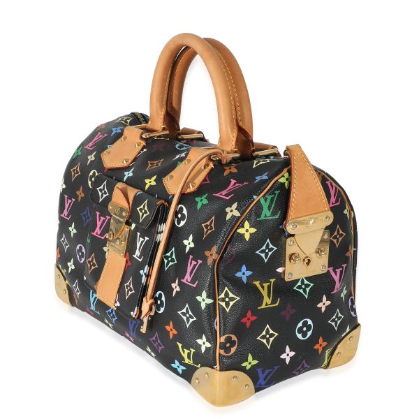 134246 stamp Louis Vuitton x Takashi Murakami Black Monogram Multicolore Canvas Speedy 30