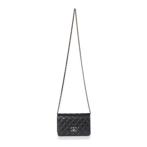 134267 av Chanel Black Quilted Caviar Coco Candy Wallet On Chain