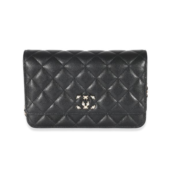 134267 fv Chanel Black Quilted Caviar Coco Candy Wallet On Chain