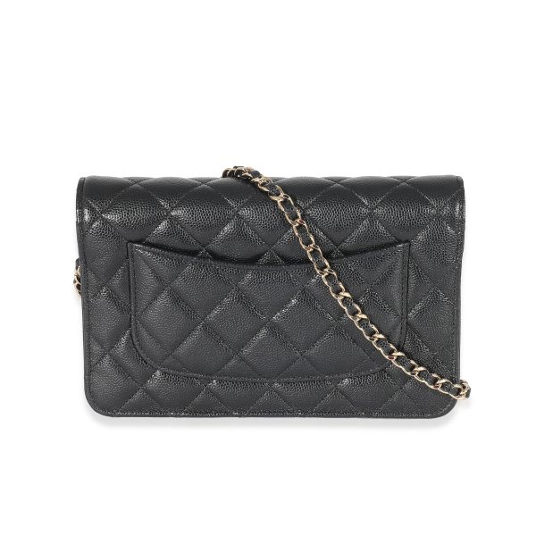 134267 stamp Chanel Black Quilted Caviar Coco Candy Wallet On Chain