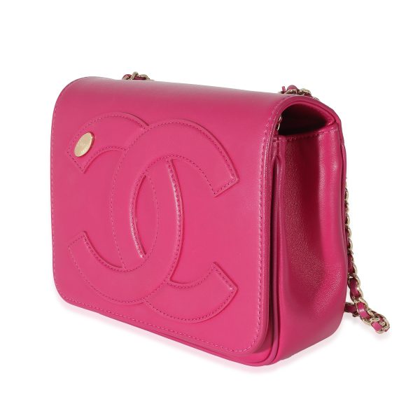 134286 sv Chanel Pink Lambskin CC Mania Flap Bag