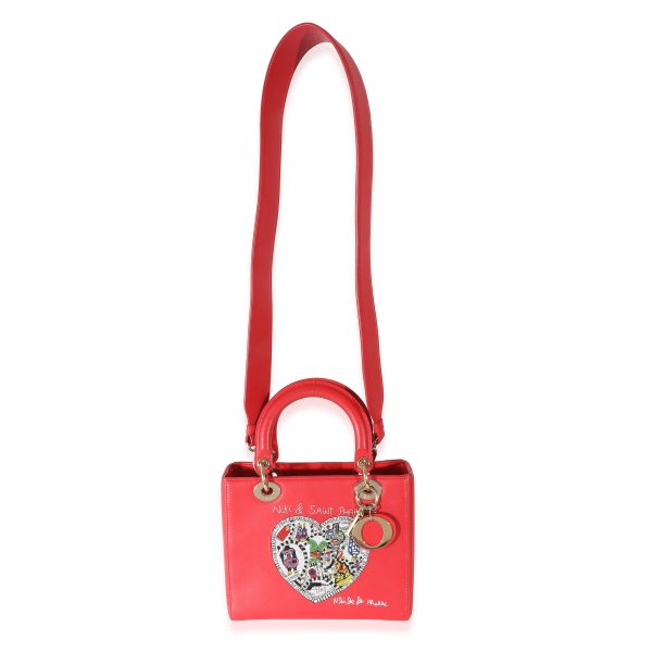 134299 clasp Christian Dior Red Supple Calfskin Niki de Saint Phalle Medium Lady Dior