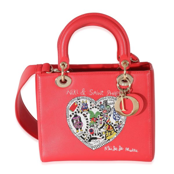 134299 fv Christian Dior Red Supple Calfskin Niki de Saint Phalle Medium Lady Dior