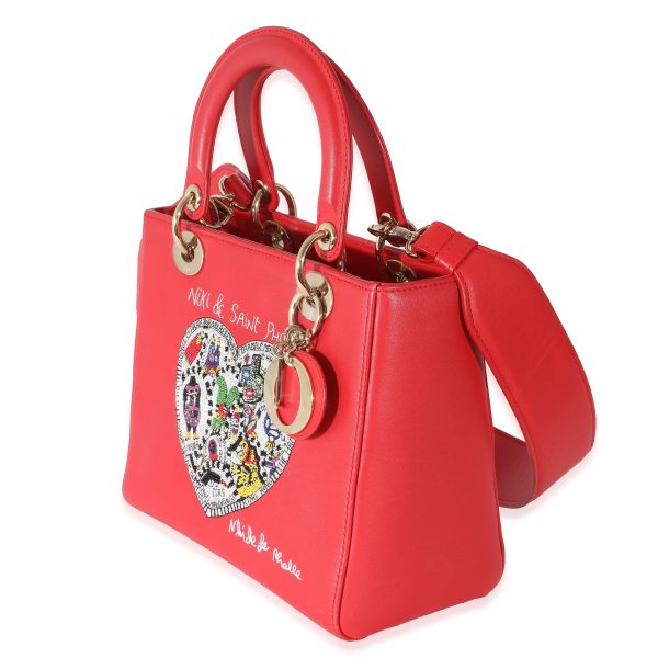 134299 sv Christian Dior Red Supple Calfskin Niki de Saint Phalle Medium Lady Dior