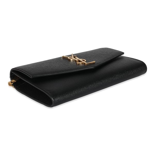 134300 clasp Saint Laurent Black Pebbled Calfskin Uptown Chain Wallet