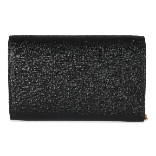 134300 pv Saint Laurent Black Pebbled Calfskin Uptown Chain Wallet