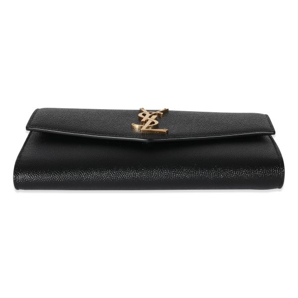 134300 stamp Saint Laurent Black Pebbled Calfskin Uptown Chain Wallet