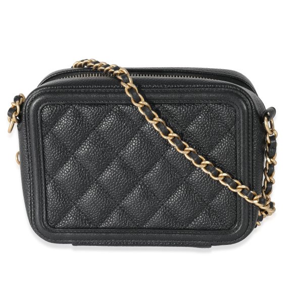 134322 bv 4382f63d 8696 40bf aac5 29e40259a0a6 Chanel Black Quilted Caviar CC Filigree Vanity Clutch With Chain