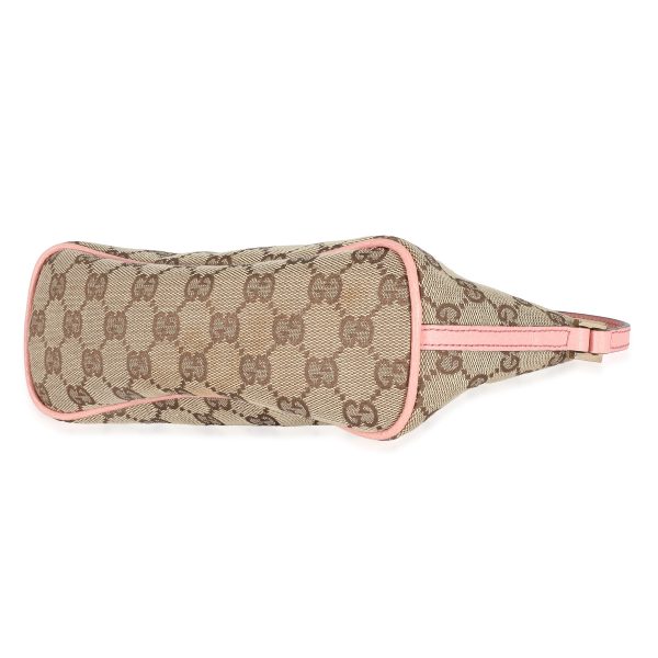 134367 clasp Gucci Pink Leather Beige GG Canvas Boat Pochette