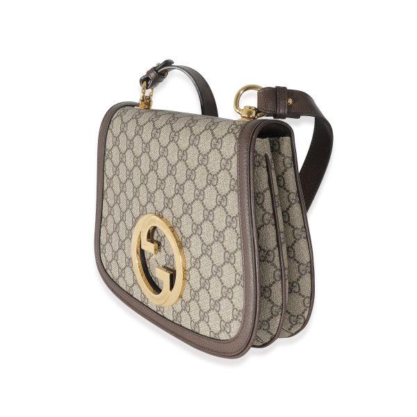 134384 sv 94ef4c4c 4fe5 4ac1 8503 45b53cae2a93 Gucci Beige GG Supreme Calfskin Web Medium Blondie Shoulder Flap Bag