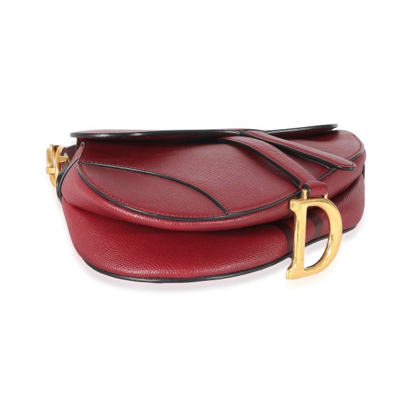 134427 box Christian Dior Cherry Red Grained Calfskin Saddle Bag