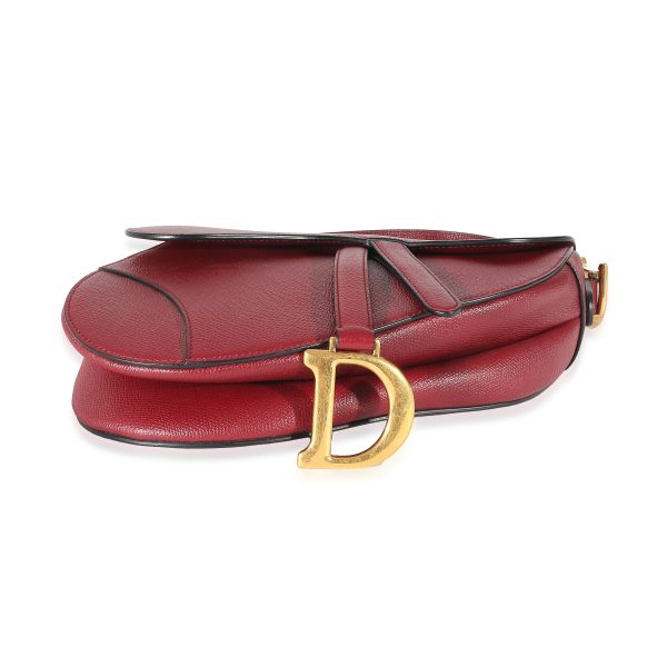 134427 pv Christian Dior Cherry Red Grained Calfskin Saddle Bag